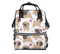 Hnnkloy Cute Pug, Large Capacity Mummy Backpack Diaper Bag Travel Backpack for Outdoor