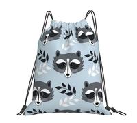 Hnnkloy Cute Raccoon Pattern, Drawstring Backpack Unisex Sport Gym Bag Casual Daypack Drawstring Sackpack