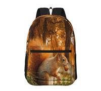 Hnnkloy Cute Squirrel Eating Nuts, 17 Inch Backpack With Pockets Casual Daypack Water Resistant School Bag
