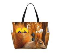 Hnnkloy Cute Squirrel Eating Nuts, Large Capacity Beach Bag Travel Shoulder Bag For Women - Waterproof Tote Handbag