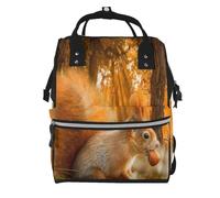 Hnnkloy Cute Squirrel Eating Nuts, Large Capacity Mummy Backpack Diaper Bag Travel Backpack for Outdoor