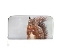 Hnnkloy Cute Squirrel in Snow Printed, PU Leather Wallets Large Capacity Clutch Wallet for Men Women