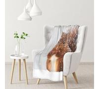 Hnnkloy Cute Squirrel In Snow Printed,Soft Blanket for Couch Sofa Bed Warm Anti-Pilling Flannel Plush Throw Blanket 76 X 102 cm