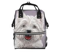 Hnnkloy Cute West Highland Terrier Dog Art Printed, Large Capacity Mummy Backpack Diaper Bag Travel Backpack for Outdoor