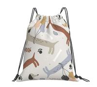 Hnnkloy Dachshund Dog Childish Animal, Drawstring Backpack Unisex Sport Gym Bag Casual Daypack Drawstring Sackpack