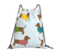Hnnkloy Dachshund Dog Cute Wallpaper, Drawstring Backpack Unisex Sport Gym Bag Casual Daypack Drawstring Sackpack