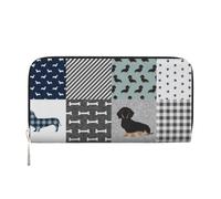 Hnnkloy Dachshund Pet Dog Breed Silhouette Black and Tan, PU Leather Wallets Large Capacity Clutch Wallet for Men Women
