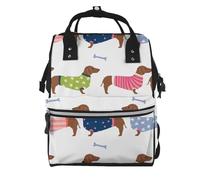 Hnnkloy Dachshund Red Coat Dog Breed Pet Pattern Sweater, Large Capacity Mummy Backpack Diaper Bag Travel Backpack for Outdoor