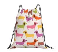 Hnnkloy Dachshund Sausage Dogs Cute Dog, Drawstring Backpack Unisex Sport Gym Bag Casual Daypack Drawstring Sackpack