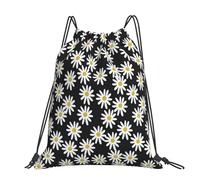 Hnnkloy Daisies Flowers Florals Flower Black And White Simple, Drawstring Backpack Unisex Sport Gym Bag Casual Daypack Drawstring Sackpack