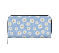 Hnnkloy Daisies On A Blue, PU Leather Wallets Large Capacity Clutch Wallet for Men Women