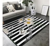 Hnnkloy Daisy Flower Musical Note Stripe Pattern, Area Rug, Large Carpet, Anti-Skid Floor Mat For Living Room, Bedroom 208 X 148 cm