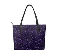 Hnnkloy Dark Amethyst Purple Glitter,PU Leather Handbag Large Capacity Tote Bag Women's Shoulder Bag for Work Travel