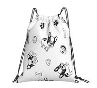 Hnnkloy Dog Pattern Boston Terrier, Drawstring Backpack Unisex Sport Gym Bag Casual Daypack Drawstring Sackpack