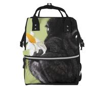 Hnnkloy Dog Pattern Pug Floral Pattern, Large Capacity Mummy Backpack Diaper Bag Travel Backpack for Outdoor