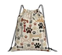Hnnkloy Dog Paws And Bones, Drawstring Backpack Unisex Sport Gym Bag Casual Daypack Drawstring Sackpack