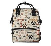 Hnnkloy Dog Paws And Bones, Large Capacity Mummy Backpack Diaper Bag Travel Backpack for Outdoor