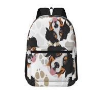 Hnnkloy Dog Paws Bernese Mountain Dog, 17 Inch Backpack With Pockets Casual Daypack Water Resistant School Bag