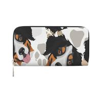 Hnnkloy Dog Paws Bernese Mountain Dog, PU Leather Wallets Large Capacity Clutch Wallet for Men Women