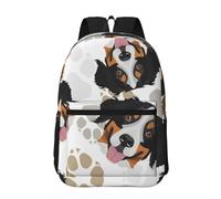 Hnnkloy Dog Paws Pattern Bernese Mountain Dog, 17 Inch Backpack With Pockets Casual Daypack Water Resistant School Bag