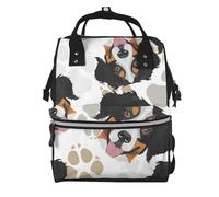 Hnnkloy Dog Paws Pattern Bernese Mountain Dog, Large Capacity Mummy Backpack Diaper Bag Travel Backpack for Outdoor