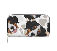 Hnnkloy Dog Paws Pattern Bernese Mountain Dog, PU Leather Wallets Large Capacity Clutch Wallet for Men Women