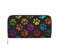 Hnnkloy Doodle Paw Print Cat Dog Black, PU Leather Wallets Large Capacity Clutch Wallet for Men Women