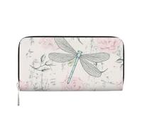 Hnnkloy Dragonfly Shabby Chic Roses Worn Old Vintage Floral, PU Leather Wallets Large Capacity Clutch Wallet for Men Women
