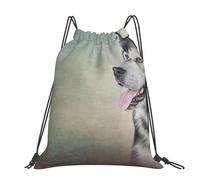 Hnnkloy Drawing Dog Alaskan Malamute Portrait, Drawstring Backpack Unisex Sport Gym Bag Casual Daypack Drawstring Sackpack
