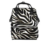 Hnnkloy Elegant Black Gold Zebra White Animal Print, Large Capacity Mummy Backpack Diaper Bag Travel Backpack for Outdoor