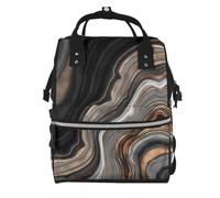 Hnnkloy Elegant Black Marble With Gold And Copper Veins, Large Capacity Mummy Backpack Diaper Bag Travel Backpack for Outdoor