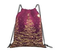 Hnnkloy Elegant Christmas Sparkling Trees Pink Purple, Drawstring Backpack Unisex Sport Gym Bag Casual Daypack Drawstring Sackpack
