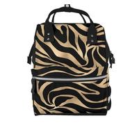 Hnnkloy Elegant Metallic Gold Zebra Black Animal Print, Large Capacity Mummy Backpack Diaper Bag Travel Backpack for Outdoor