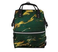 Hnnkloy Emerald Deep Green Earth Tones Gold Marble, Large Capacity Mummy Backpack Diaper Bag Travel Backpack for Outdoor