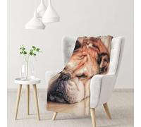 Hnnkloy English Bulldog,Soft Blanket for Couch Sofa Bed Warm Anti-Pilling Flannel Plush Throw Blanket 76 X 102 cm