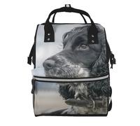 Hnnkloy English Cocker Spaniel Large Curly Ears Black, Large Capacity Mummy Backpack Diaper Bag Travel Backpack for Outdoor
