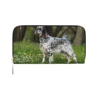 Hnnkloy English Setter Lawn Pets Dogs English Setter, PU Leather Wallets Large Capacity Clutch Wallet for Men Women