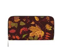 Hnnkloy Fall Autumn Leaves Acorn Berries Printed, PU Leather Wallets Large Capacity Clutch Wallet for Men Women