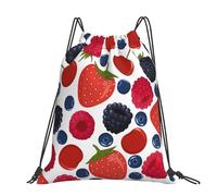 Hnnkloy Falling Ripe Berries Raspberries, Drawstring Backpack Unisex Sport Gym Bag Casual Daypack Drawstring Sackpack