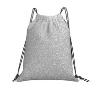 Hnnkloy Faux Sparkly Silver Glitter Printed, Drawstring Backpack Unisex Sport Gym Bag Casual Daypack Drawstring Sackpack