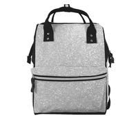 Hnnkloy Faux Sparkly Silver Glitter Printed, Large Capacity Mummy Backpack Diaper Bag Travel Backpack for Outdoor