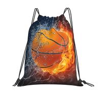Hnnkloy Fire And Ice Basketball, Drawstring Backpack Unisex Sport Gym Bag Casual Daypack Drawstring Sackpack