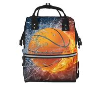 Hnnkloy Fire And Ice Basketball, Large Capacity Mummy Backpack Diaper Bag Travel Backpack for Outdoor