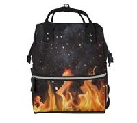 Hnnkloy Flaming Charcoal Grill Pattern, Large Capacity Mummy Backpack Diaper Bag Travel Backpack for Outdoor