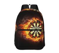 Hnnkloy Flaming Dartboard Fire Dart Board 3D, 17 Inch Backpack With Pockets Casual Daypack Water Resistant School Bag