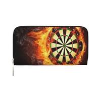 Hnnkloy Flaming Dartboard Fire Dart Board 3D, PU Leather Wallets Large Capacity Clutch Wallet for Men Women