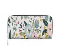 Hnnkloy Floral Spring Flowers Lovely Blue Pink Rose Green Leaf Sweet Colors, PU Leather Wallets Large Capacity Clutch Wallet for Men Women