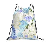 Hnnkloy Flowers Hydrangea White Navy Blue Gradient, Drawstring Backpack Unisex Sport Gym Bag Casual Daypack Drawstring Sackpack