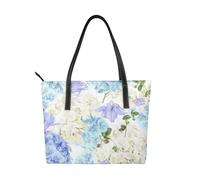 Hnnkloy Flowers Hydrangea White Navy Blue Gradient,PU Leather Handbag Large Capacity Tote Bag Women's Shoulder Bag for Work Travel