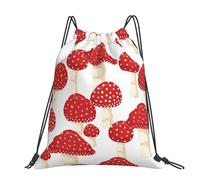 Hnnkloy Fly Agaric Red Mushrooms, Drawstring Backpack Unisex Sport Gym Bag Casual Daypack Drawstring Sackpack